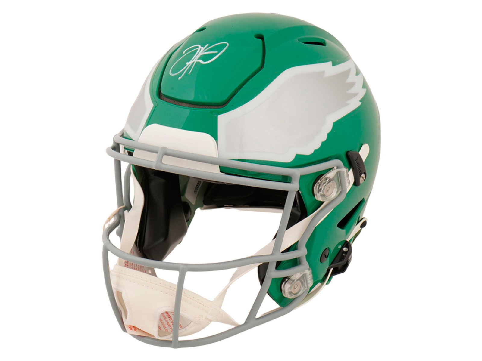 JALEN HURTS SIGNED EAGLES KELLY GREEN SPEEDFLEX HELMET: This premier lot features a Riddell SpeedFlex full-size Philadelphia Eagles helmet in the legendary "Kelly Green" throwback finish, hand-signed by the franchise's dual-threat superstar, Jalen Hurts.