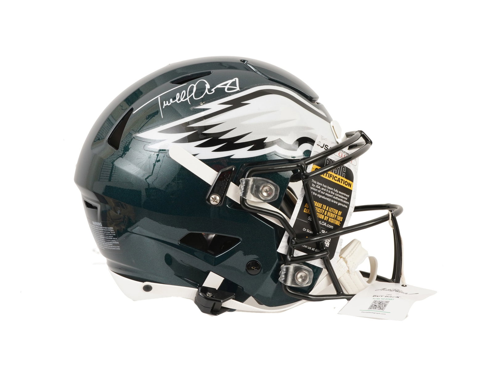 TERRELL OWENS SIGNED EAGLES AUTHENTIC SPEEDFLEX HELMET: This premier lot features a Riddell SpeedFlex full-size Philadelphia Eagles helmet, hand-signed by the legendary Hall of Fame wide receiver, Terrell Owens. Despite playing just 21 regular-season games