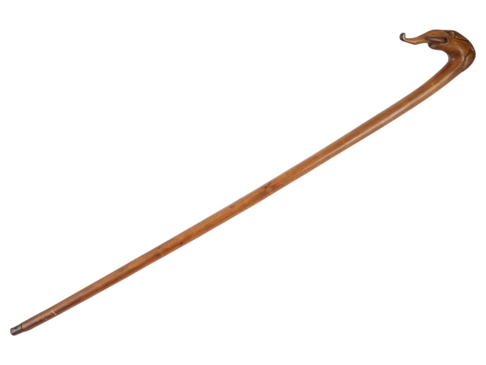 ANTIQUE ASIAN WOODEN WALKING CANE W ELEPHANT HANDLE (1 of 6)