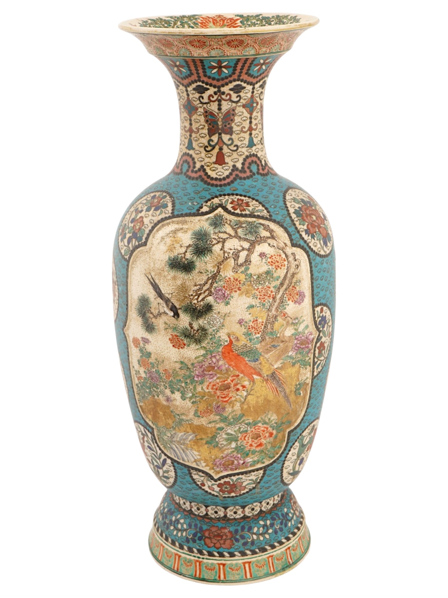 ANTIQUE JAPANESE MEIJI PERIOD CLOISONNE ENAMEL VASE (1 of 10)