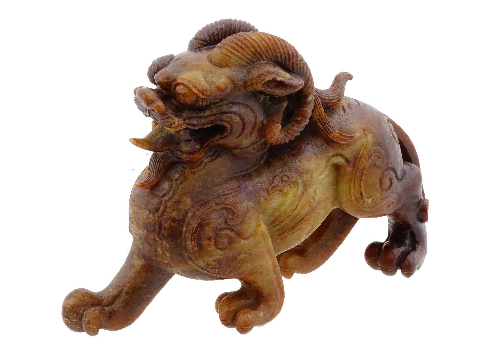 CHINESE CARVED JADE ARCHAISTIC MYTHICAL BEAST FIGURE (1 of 8)