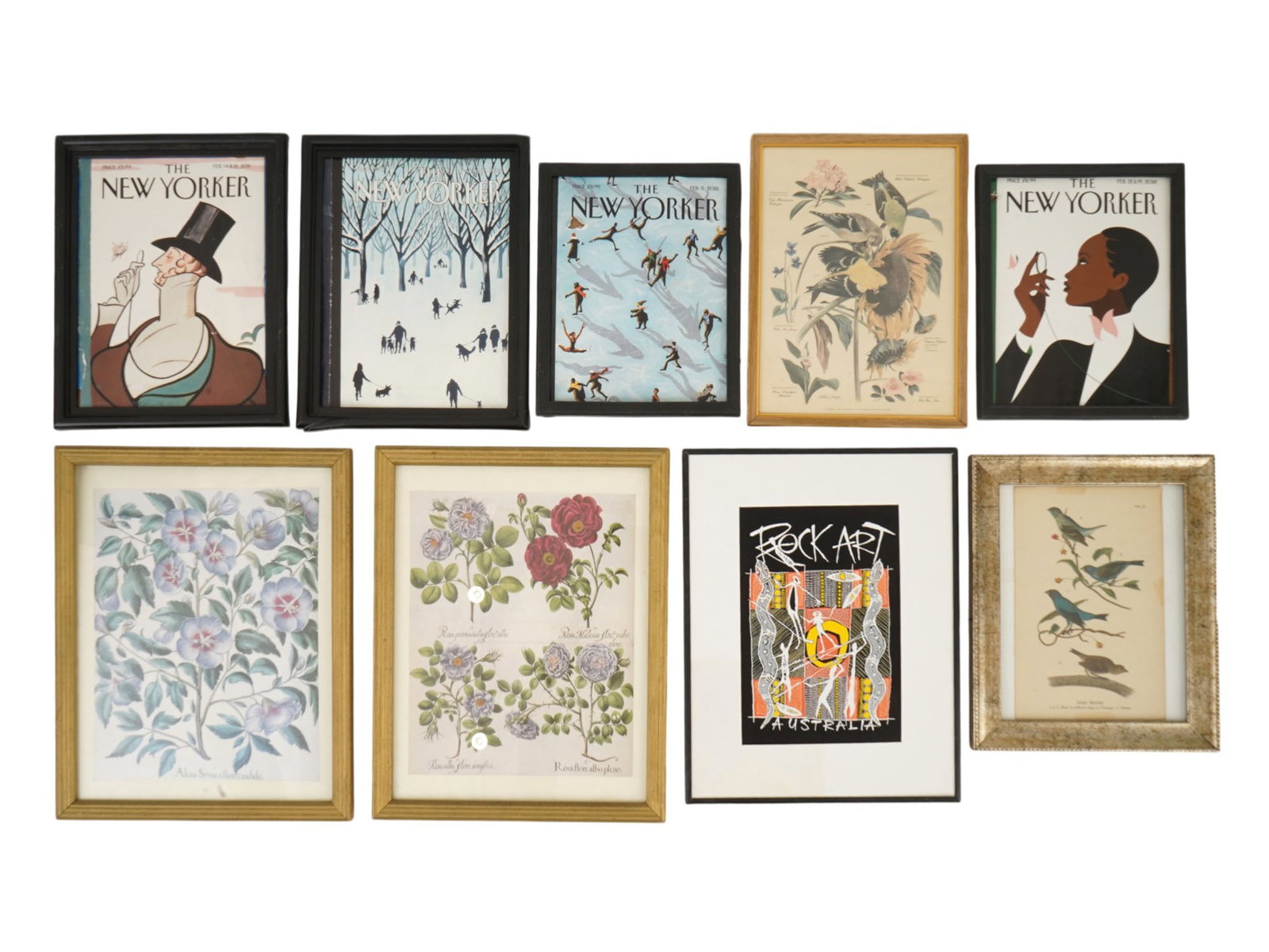 NINE VINTAGE FRAMED ART PRINTS AND MAGAZINE COVERS (1 of 6)