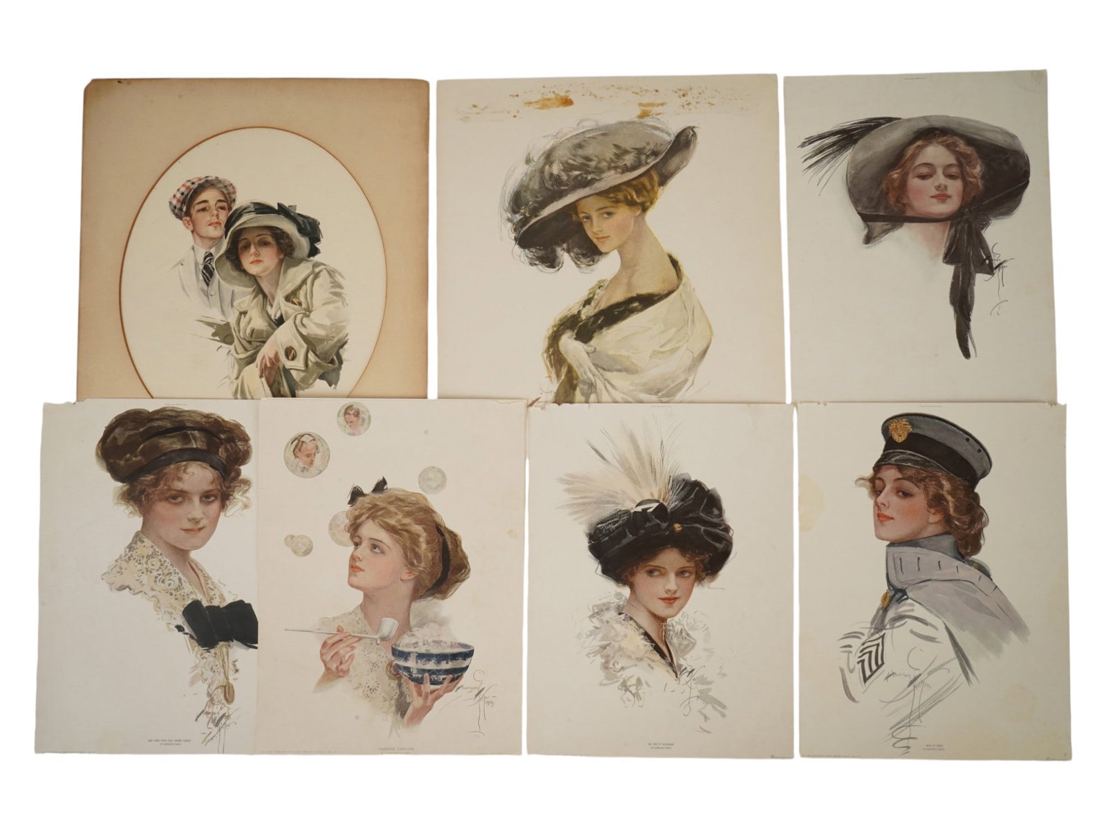 LOT OF HARRISON FISHER FEMALE PORTRAIT ART PRINTS (1 of 9)