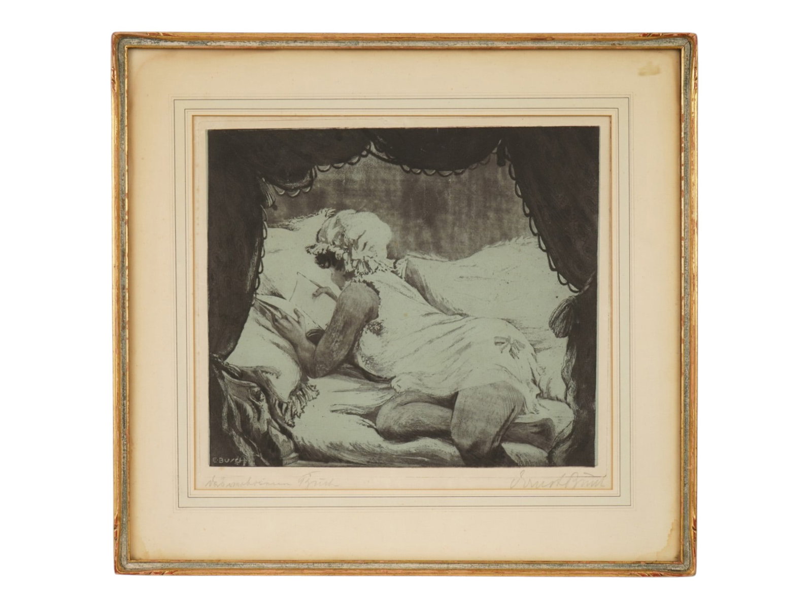 ERNST BUSCH GERMAN EROTICA LITHOGRAPH GIRL WITH A BOOK (1 of 5)