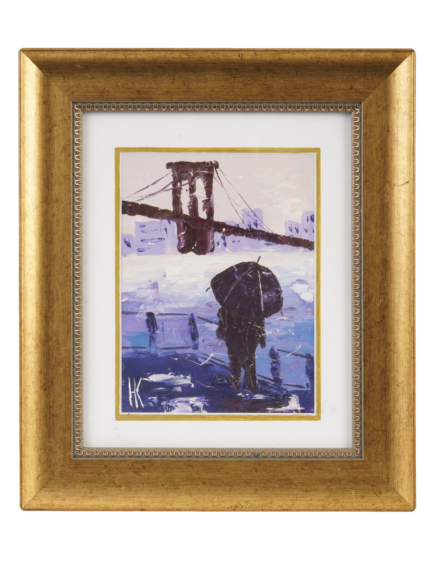 CONTEMPORARY EXPRESSIONIST BRIDGE OIL PAINTING SIGNED (1 of 5)