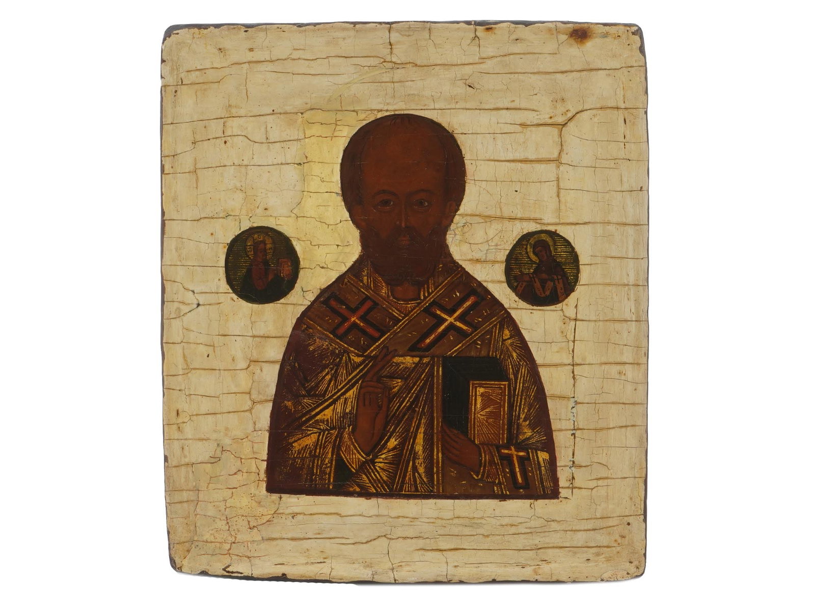 ANTIQUE 17TH C RUSSIAN ORTHODOX ICON SAINT NICHOLAS (1 of 5)