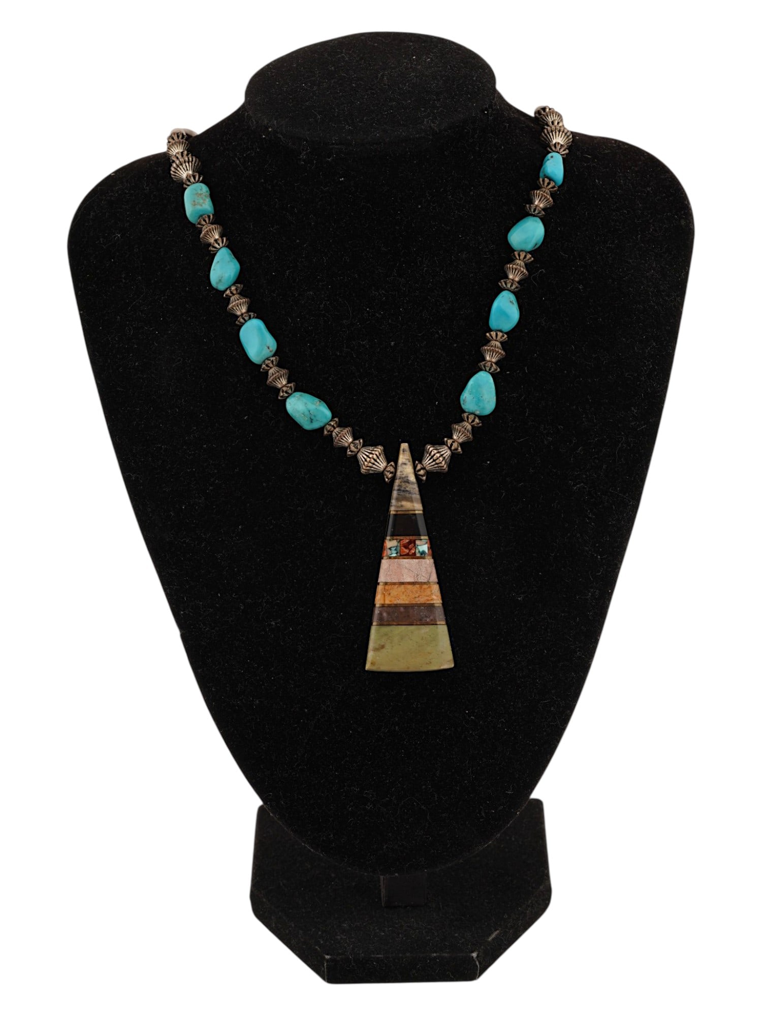 AMERICAN OLD PAWN ST SILVER NECKLACE W TURQUOISE (1 of 5)