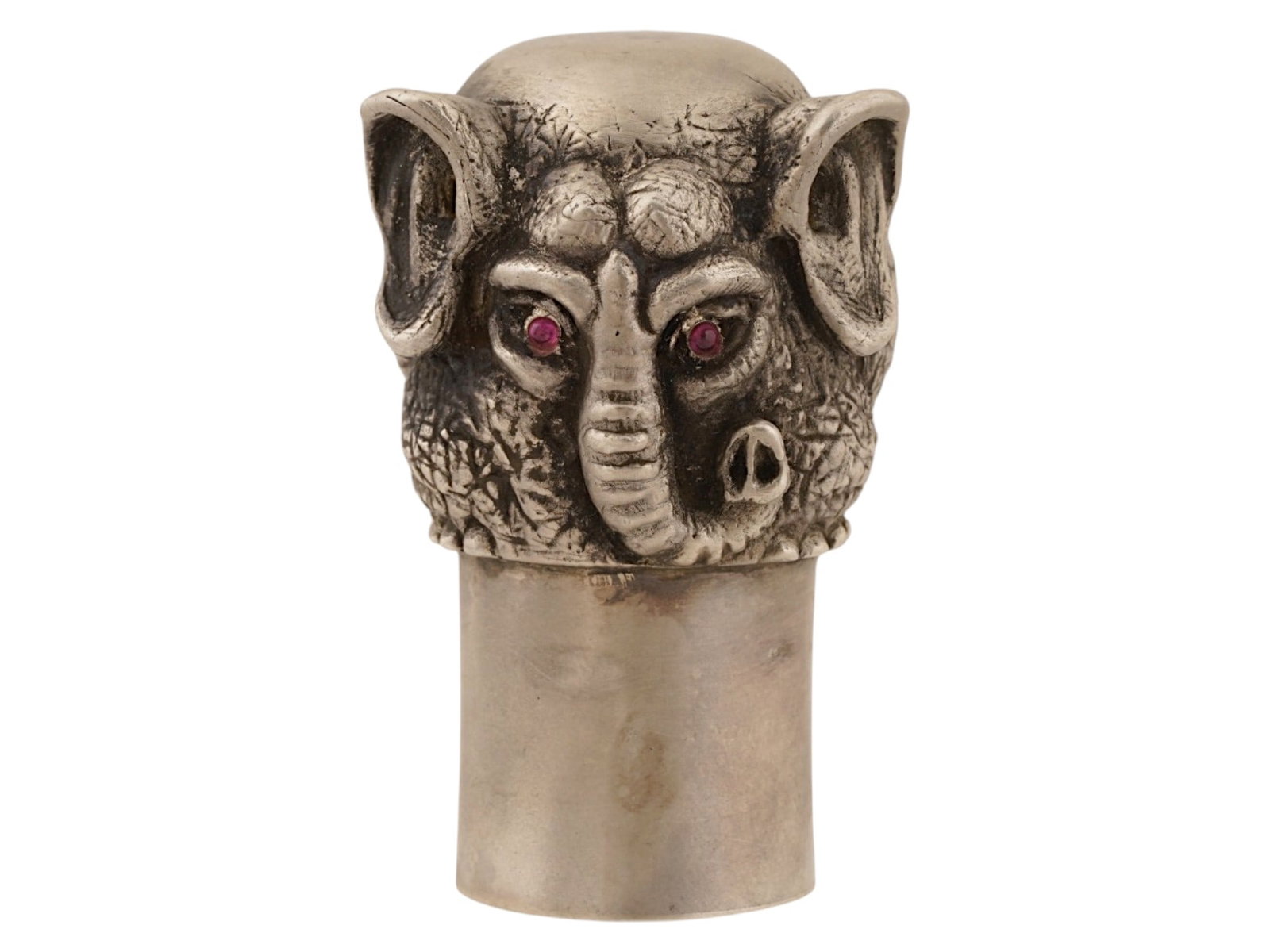 RUSSIAN SOLID SILVER ELEPHANT SHOT CUP W RUBY EYES - 2