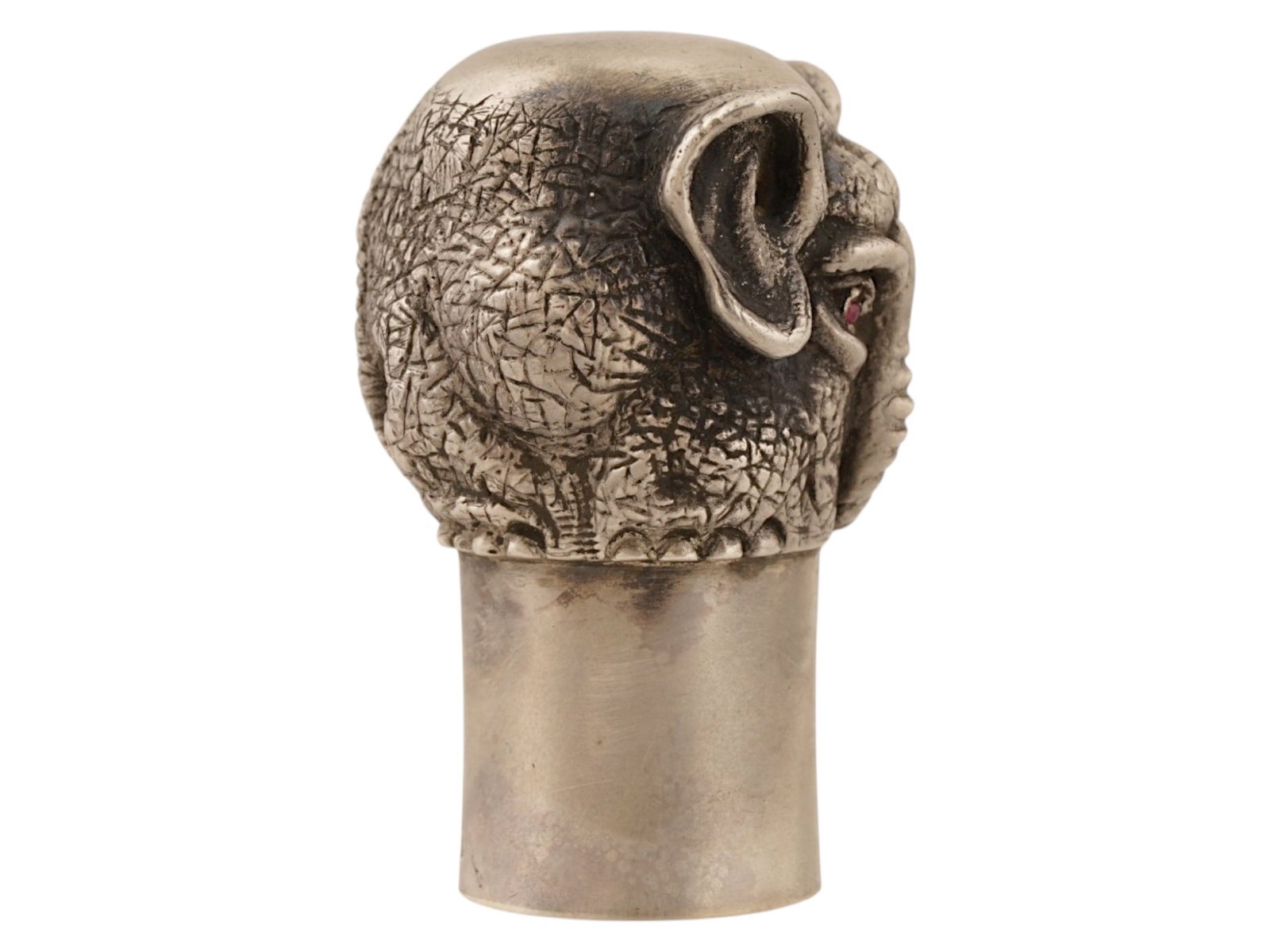 RUSSIAN SOLID SILVER ELEPHANT SHOT CUP W RUBY EYES - 3