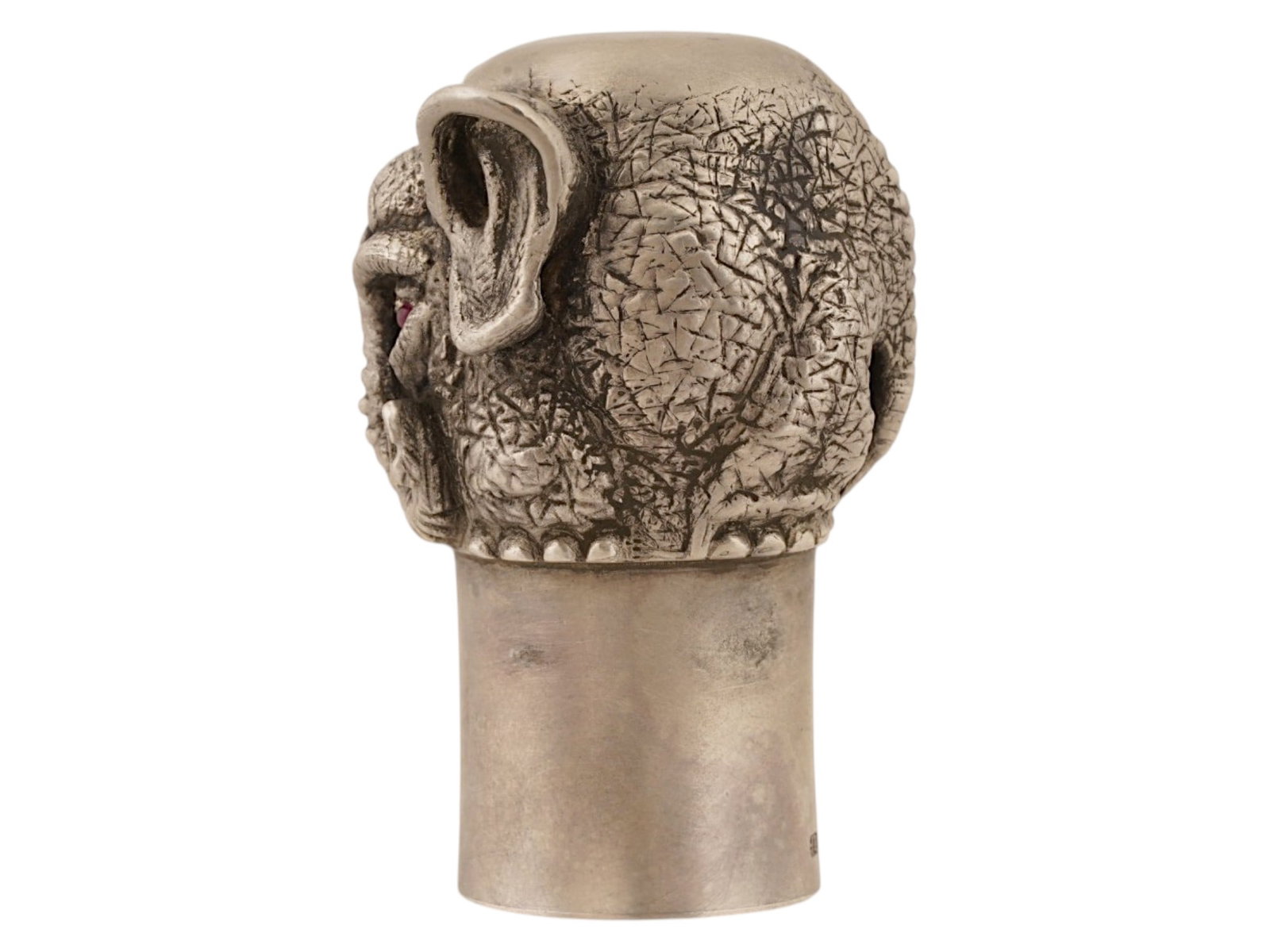 RUSSIAN SOLID SILVER ELEPHANT SHOT CUP W RUBY EYES - 5