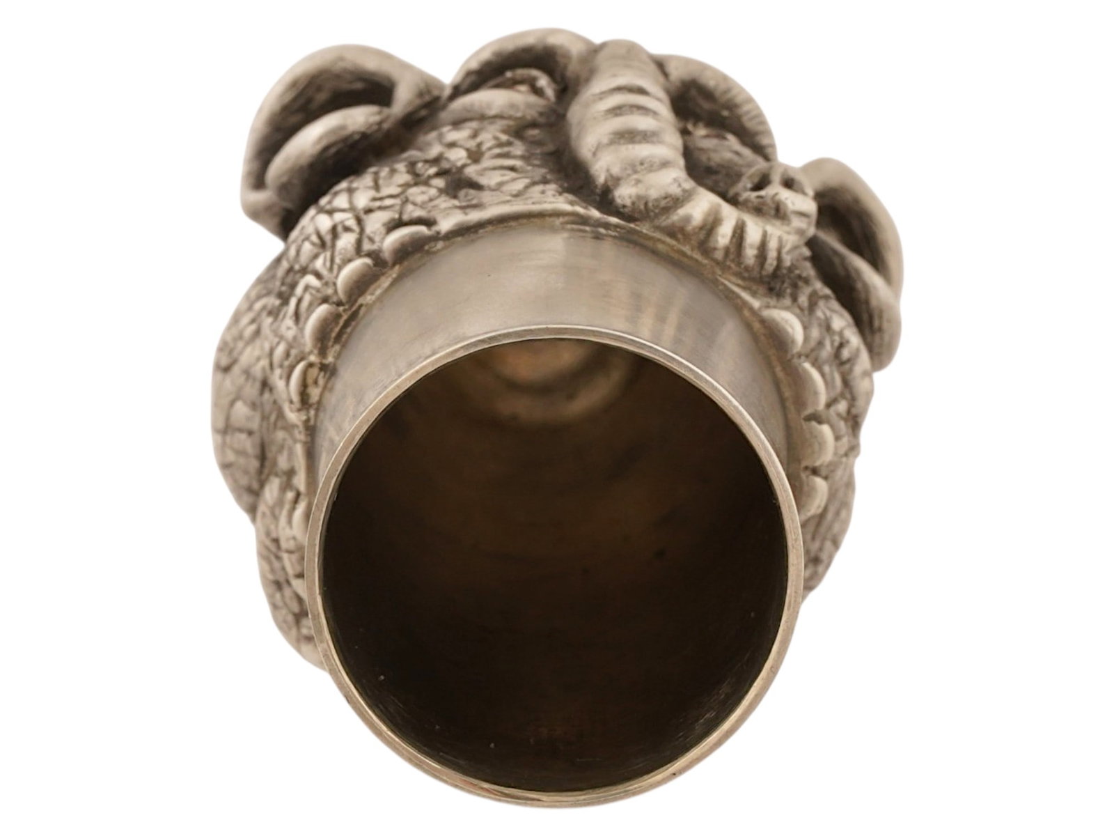 RUSSIAN SOLID SILVER ELEPHANT SHOT CUP W RUBY EYES - 7