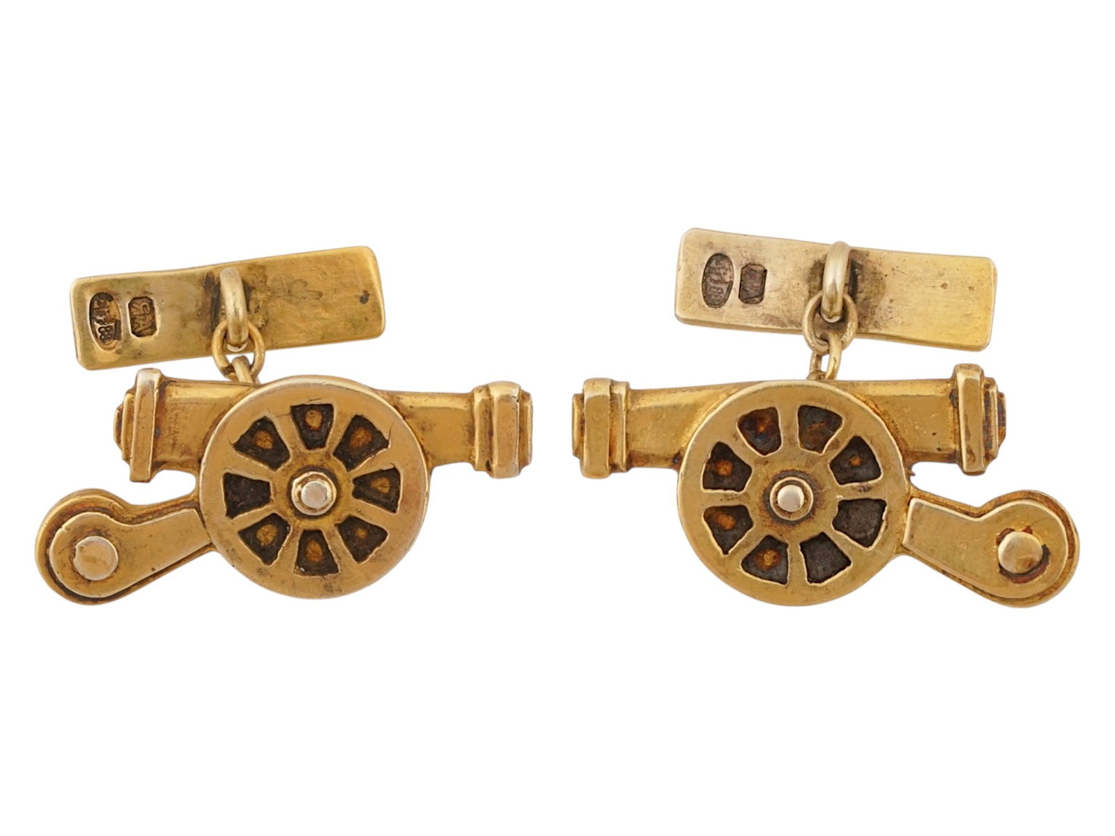 PAIR OF RUSSIAN 88 SILVER FIGURAL CANNON CUFFLINKS (1 of 6)