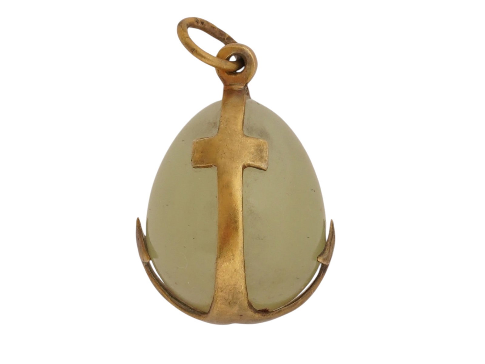 RUSSIAN BOWENITE SILVER ANCHOR EASTER EGG PENDANT - 2