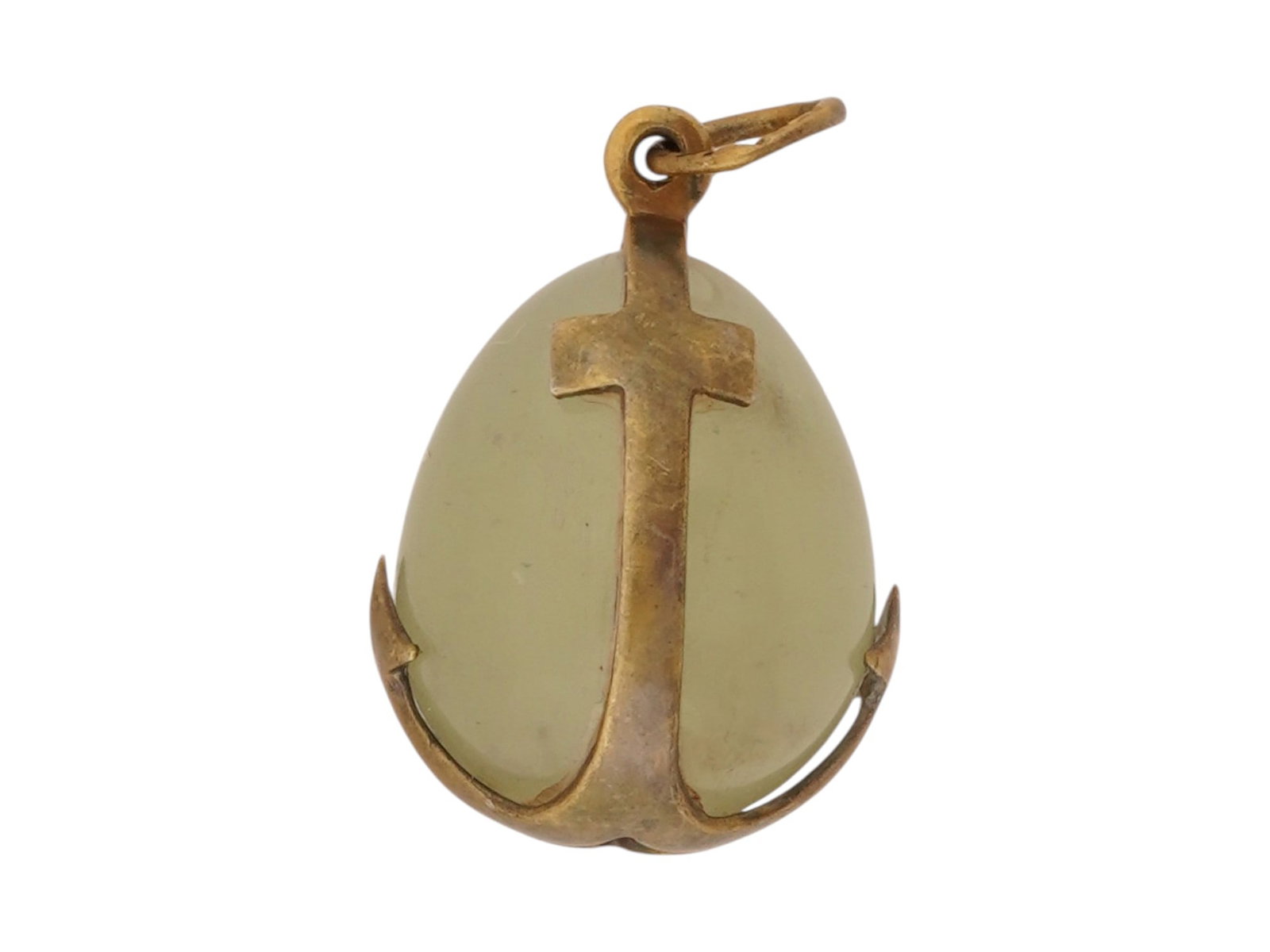 RUSSIAN BOWENITE SILVER ANCHOR EASTER EGG PENDANT - 3