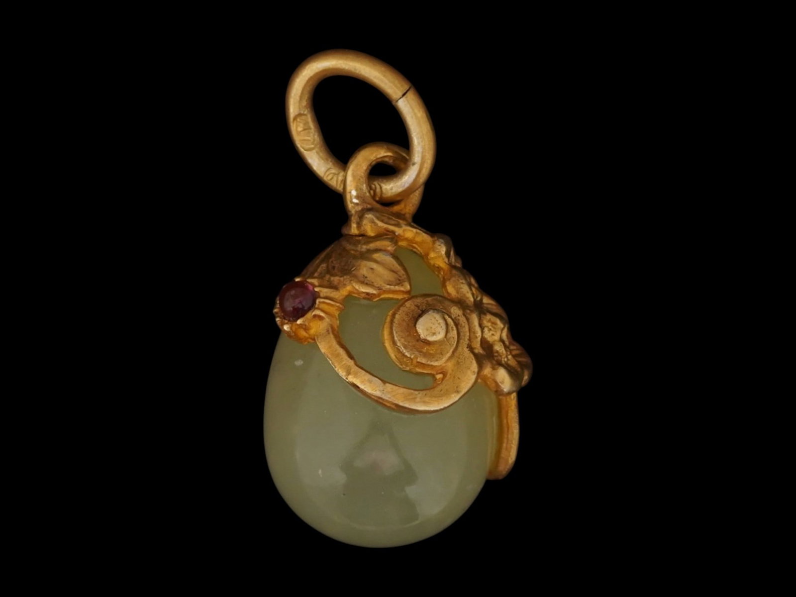 RUSSIAN SILVER BOWENITE EASTER EGG PENDANT W GEMSTONE - 3