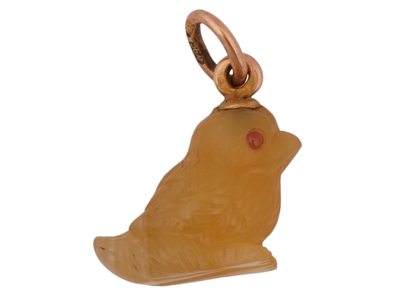 RUSSIAN 14K GOLD AGATE CHICK EASTER EGG PENDANT W RUBY (1 of 6)
