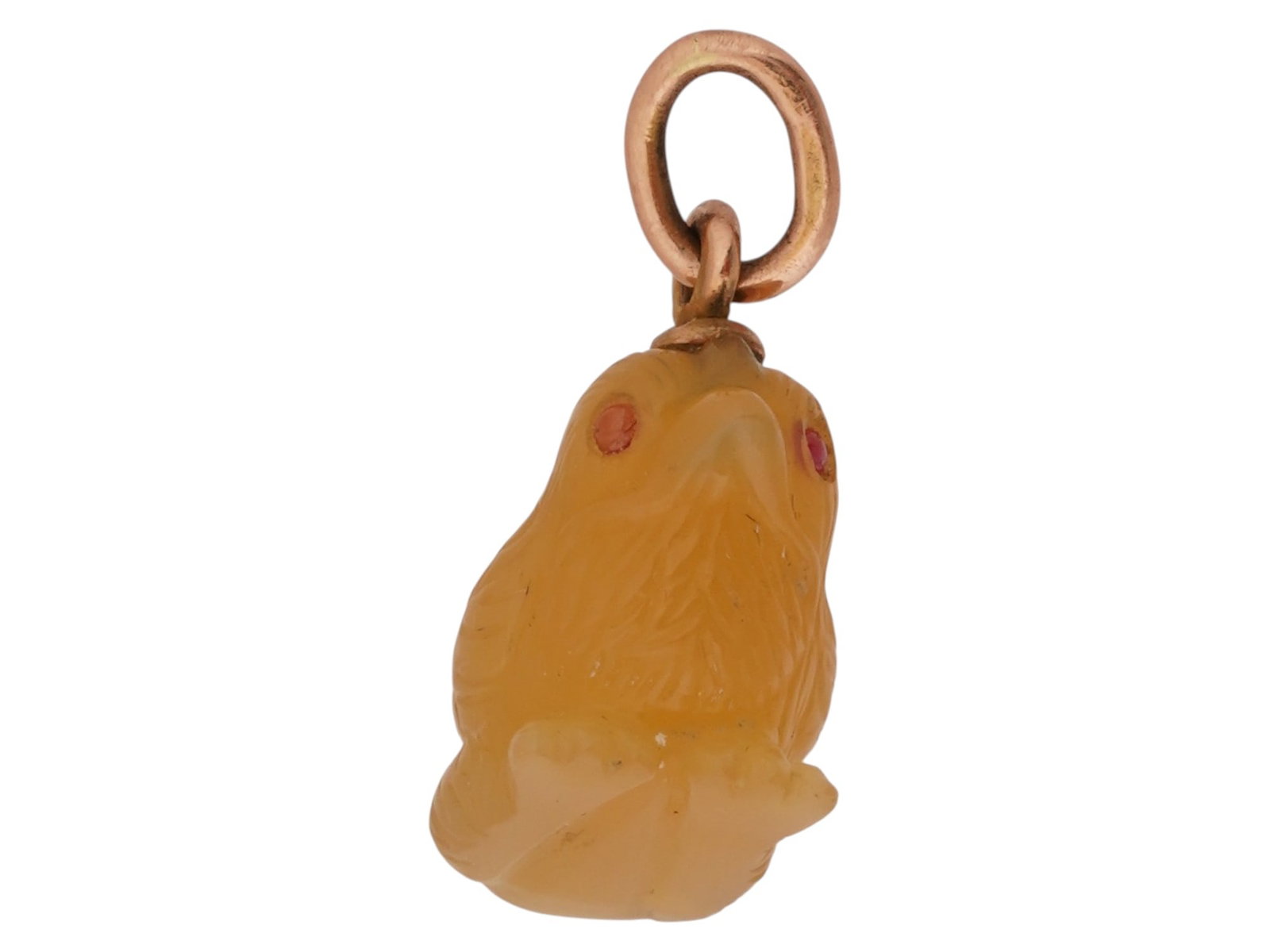 RUSSIAN 14K GOLD AGATE CHICK EASTER EGG PENDANT W RUBY - 4