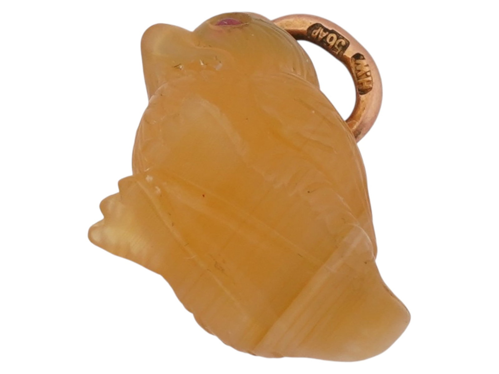 RUSSIAN 14K GOLD AGATE CHICK EASTER EGG PENDANT W RUBY - 5