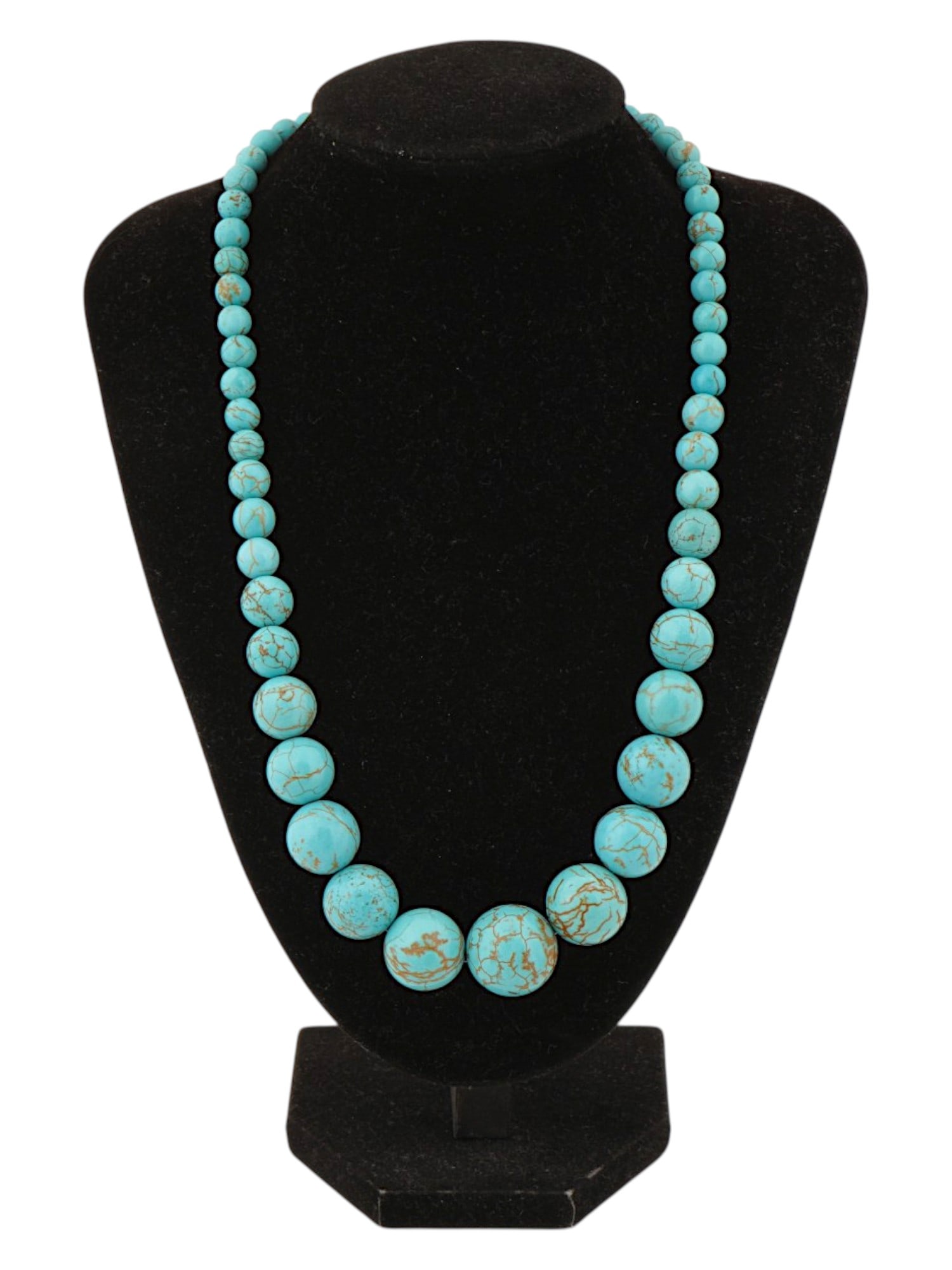 VINTAGE TURQUOISE BEAD NECKLACE OF POLISHED STONES (1 of 4)