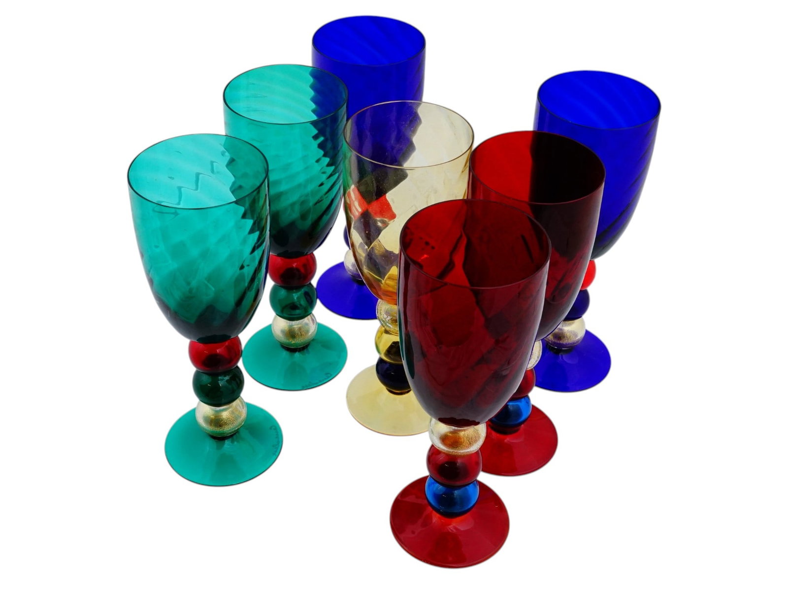 SET OF 7 CENEDESE MURANO ART GLASS GOBLETS (1 of 13)