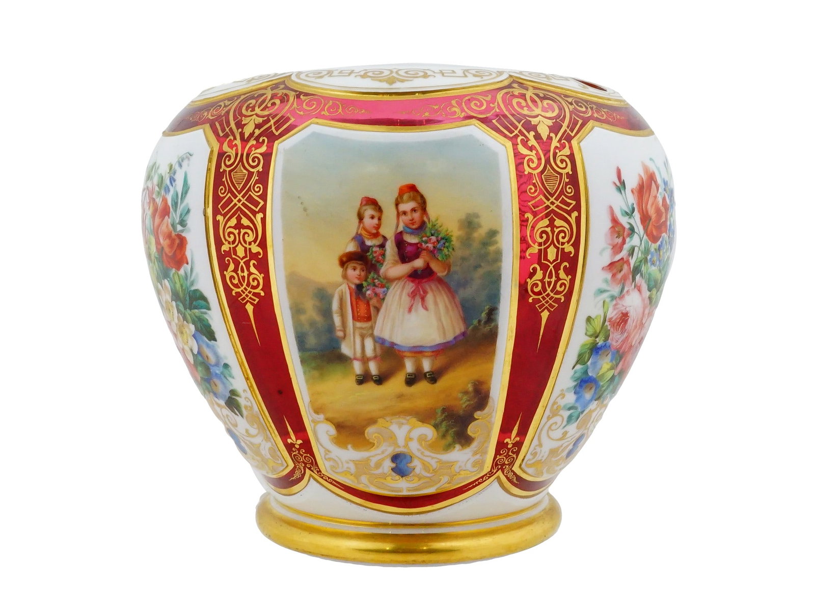 ANTIQUE BOHEMIAN CASED ENAMELED GLASS PORTRAIT VASE (1 of 12)
