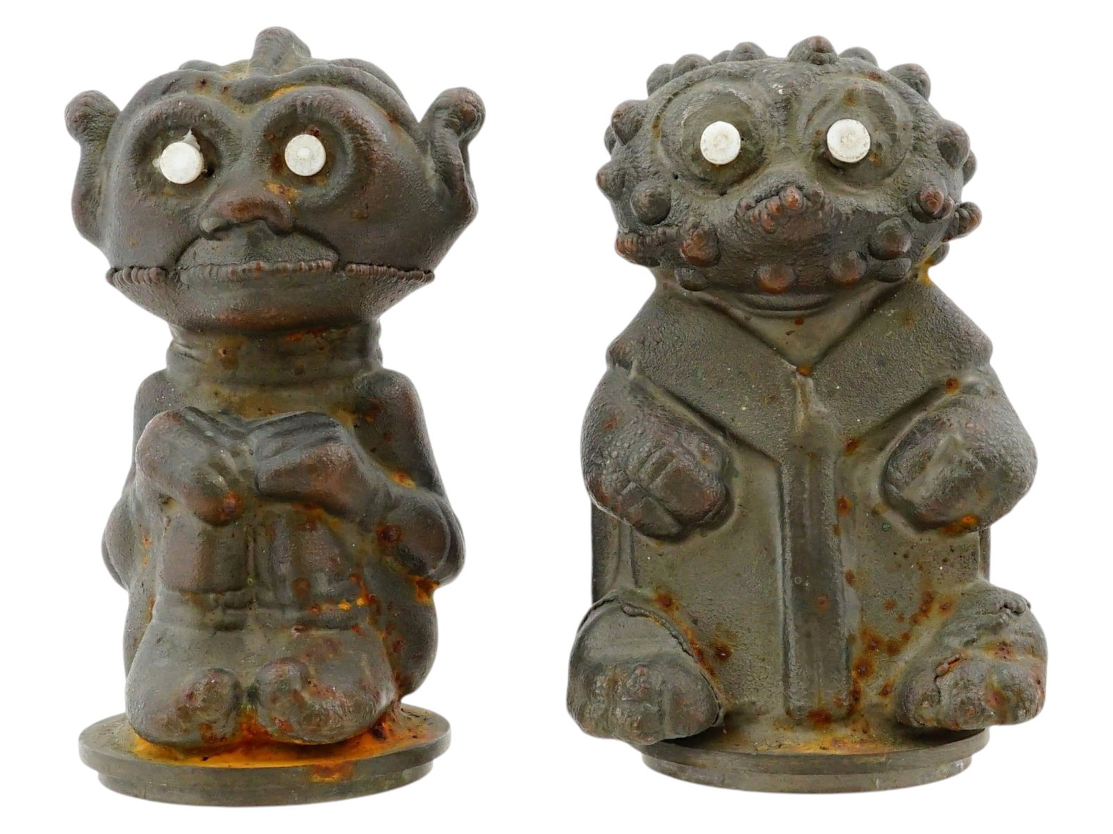 LOT OF TWO CAST IRON ANTHROPOMORPHIC FIGURINES (1 of 9)