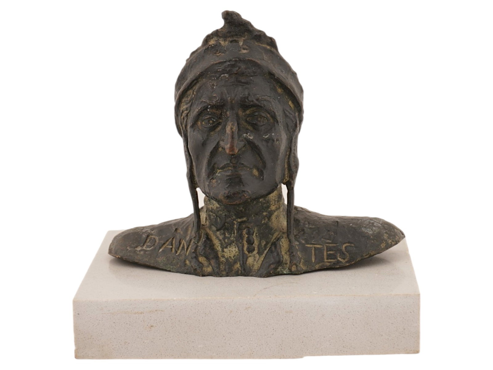 ANTIQUE ITALIAN SCHOOL BRONZE BUST OF DANTE (1 of 7)