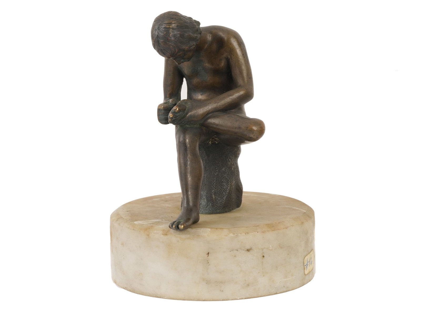 EUROPEAN BRONZE BOY SCULPTURE ON MARBLE BASE (1 of 7)