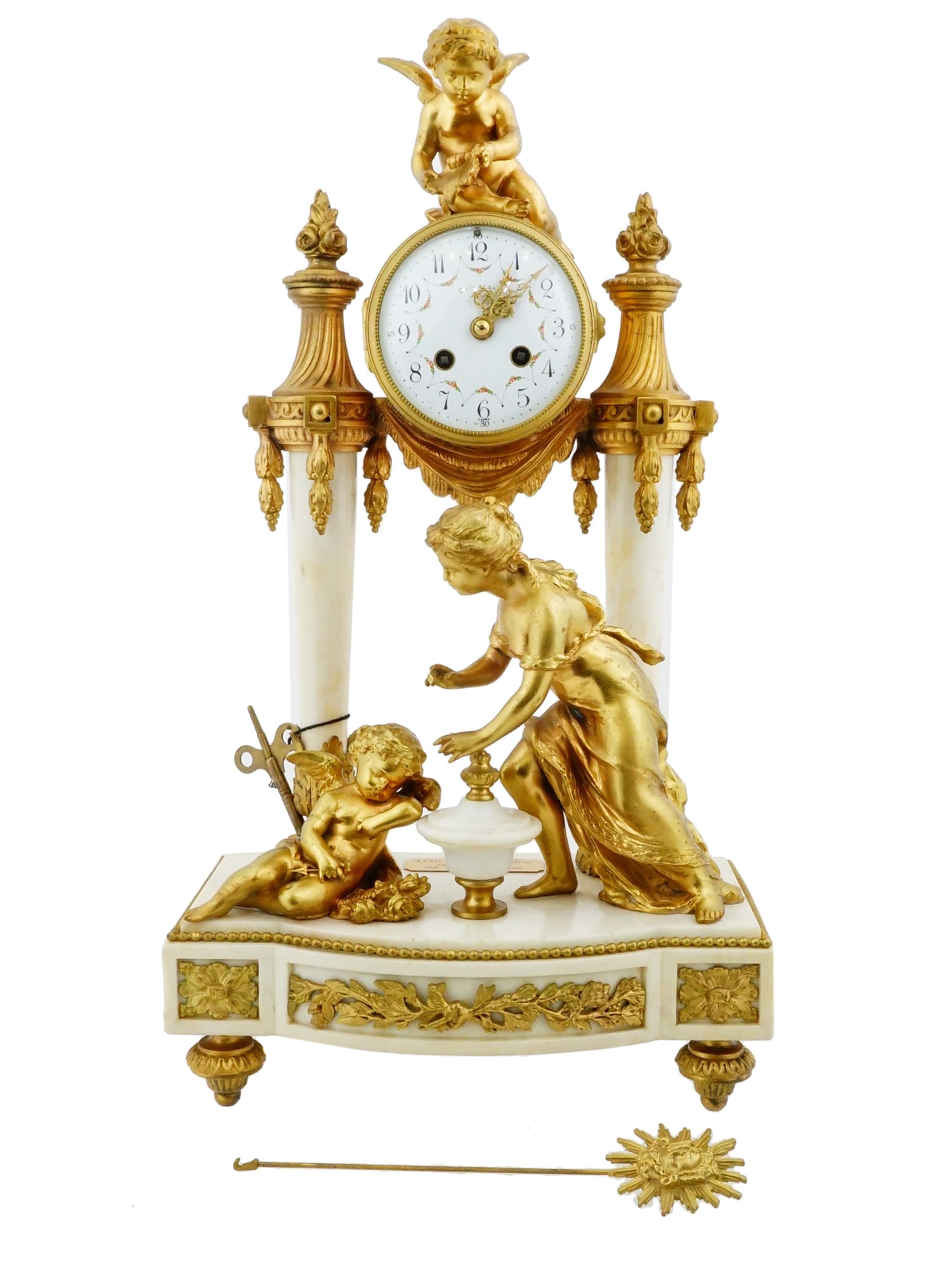 ANTIQUE FRENCH FIGURAL MANTEL CLOCK LETO WITH CHILDREN (1 of 17)