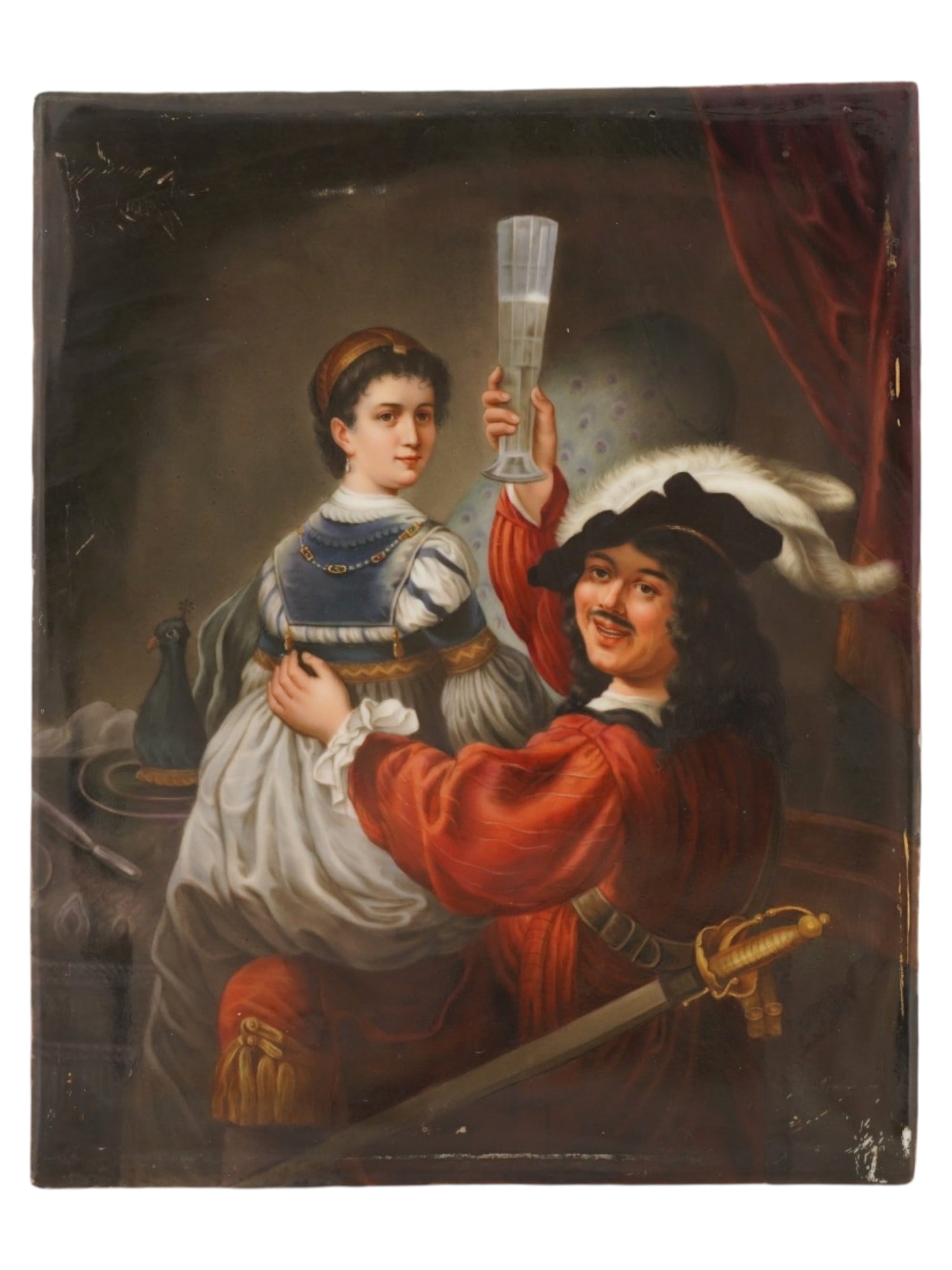 EUROPEAN HAND PAINTED PORCELAIN PLAQUE AFTER REMBRANDT (1 of 5)