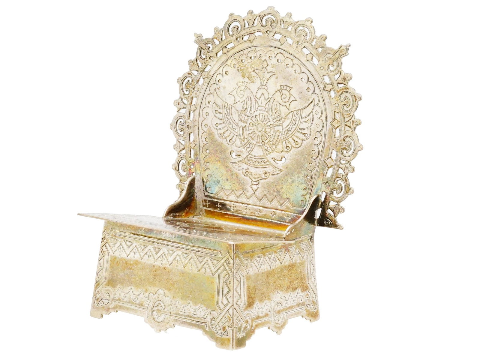 RUSSIAN 84 SILVER THRONE SHAPED SALT CELLAR (1 of 10)