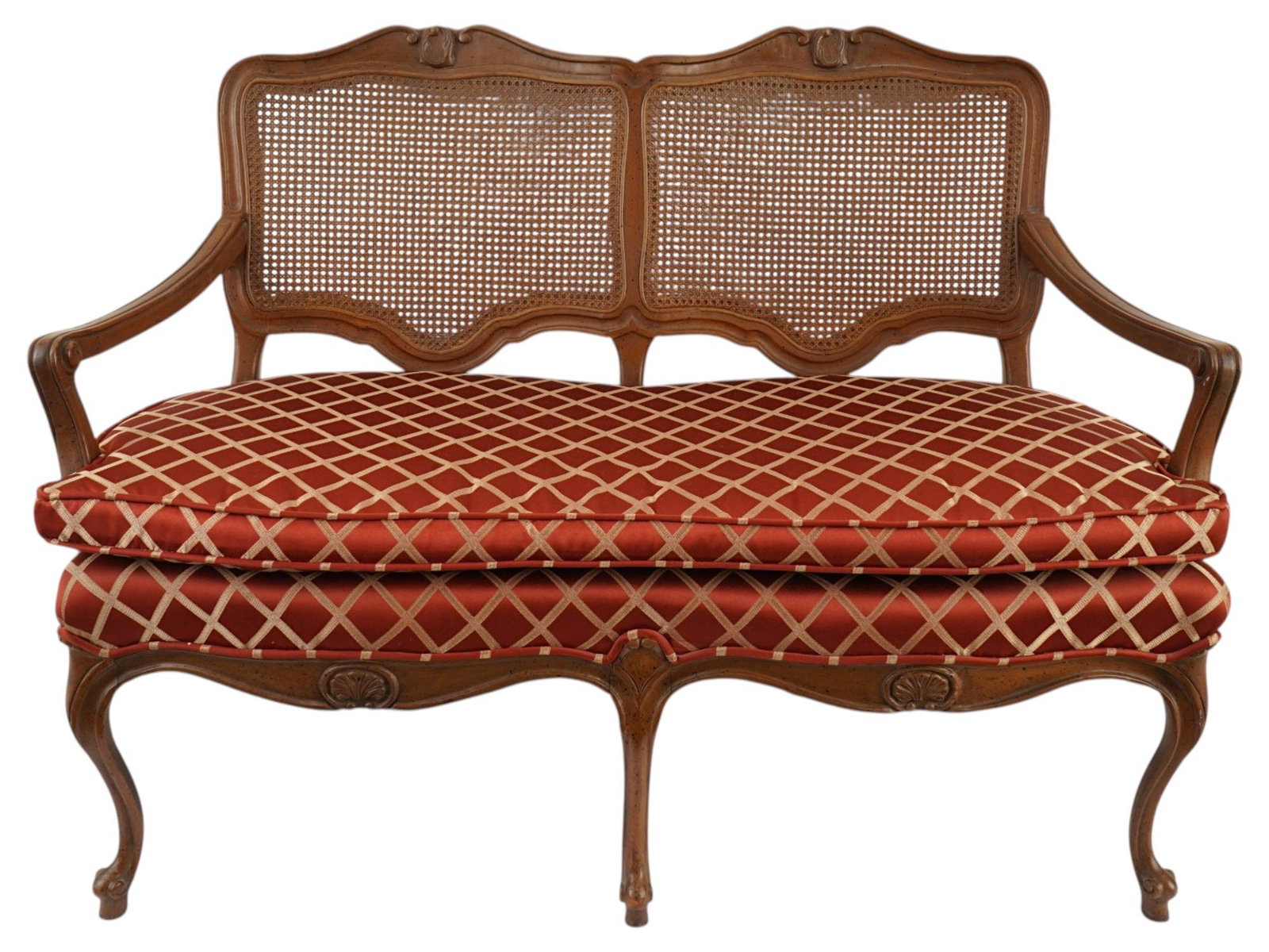 FRENCH LOUIS XV PROVINCIAL STYLE CANE BACK SETTEE (1 of 12)