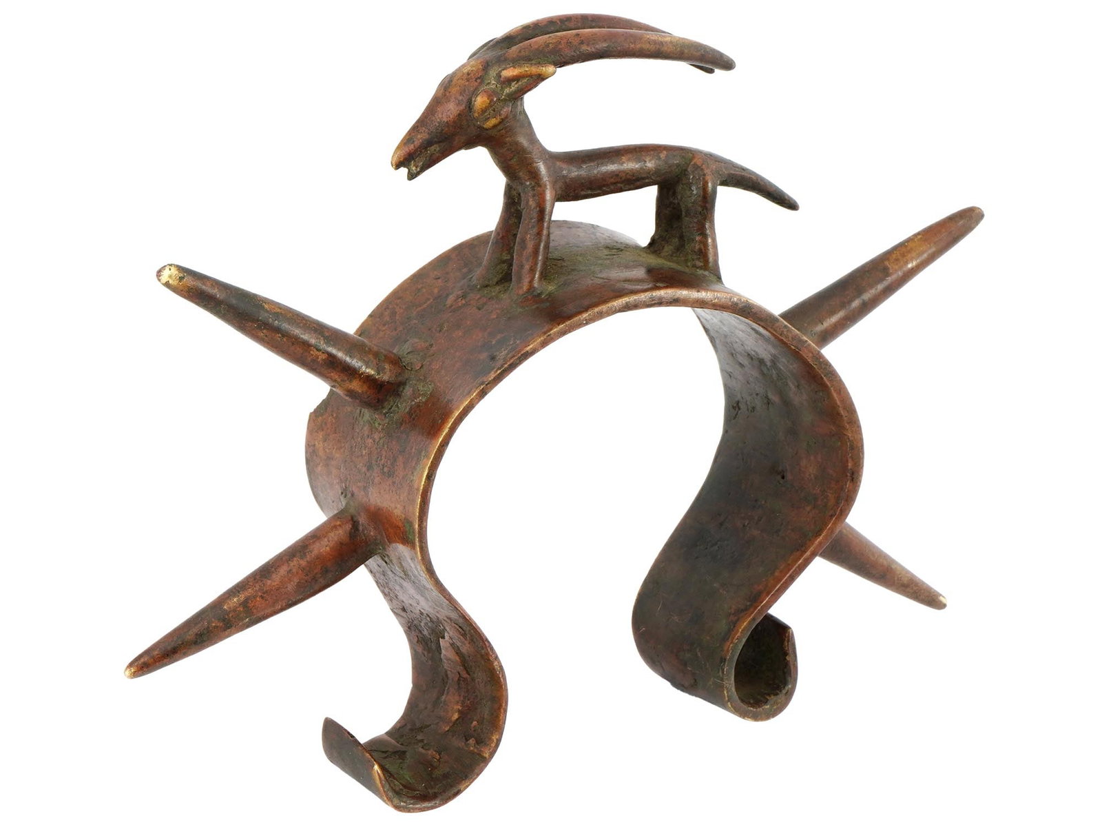 CENTRAL AFRICAN BAMILEKE CAMEROON BRONZE GOAT BRACELET (1 of 6)