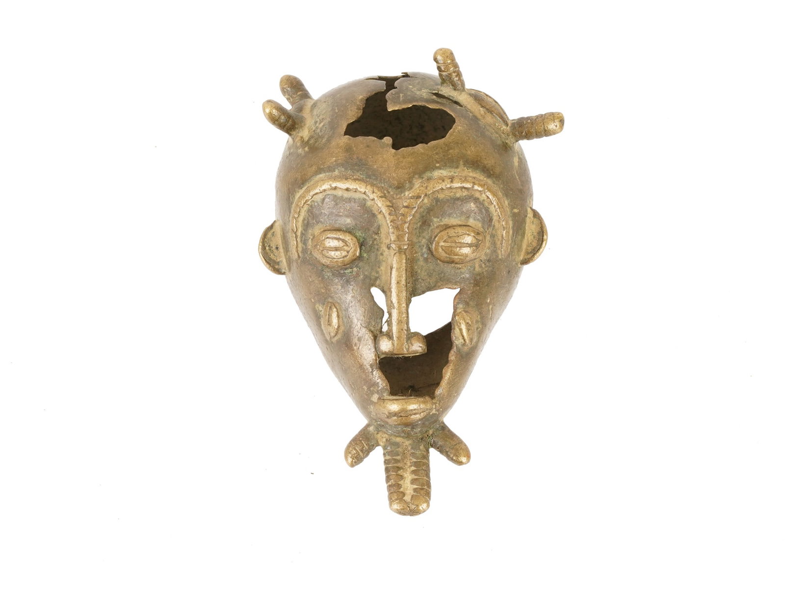 VINTAGE AFRICAN BRONZE BAULE MASK FIGURINE (1 of 6)