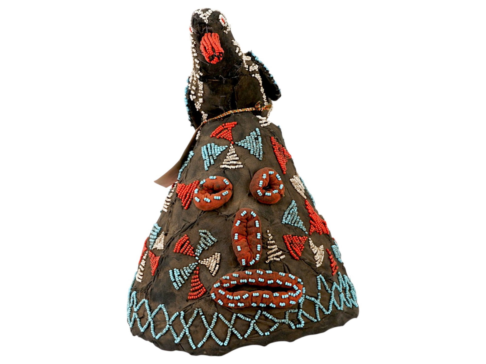 VINTAGE AFRICAN YORUBA BEADED HELMET MASK CROWN (1 of 9)