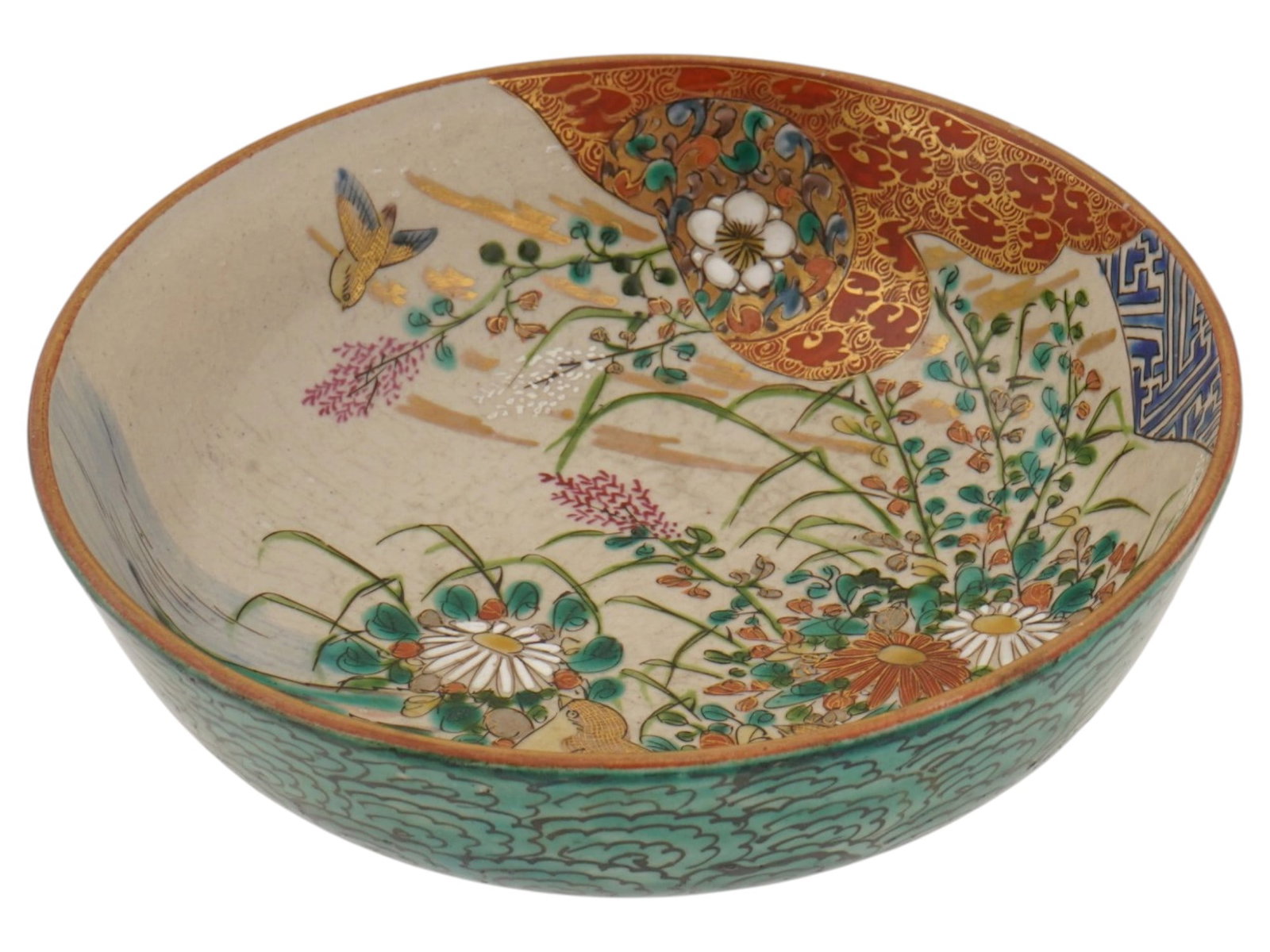 ANTIQUE JAPANESE MEIJI PERIOD SATSUMA EARTHENWARE BOWL (1 of 5)
