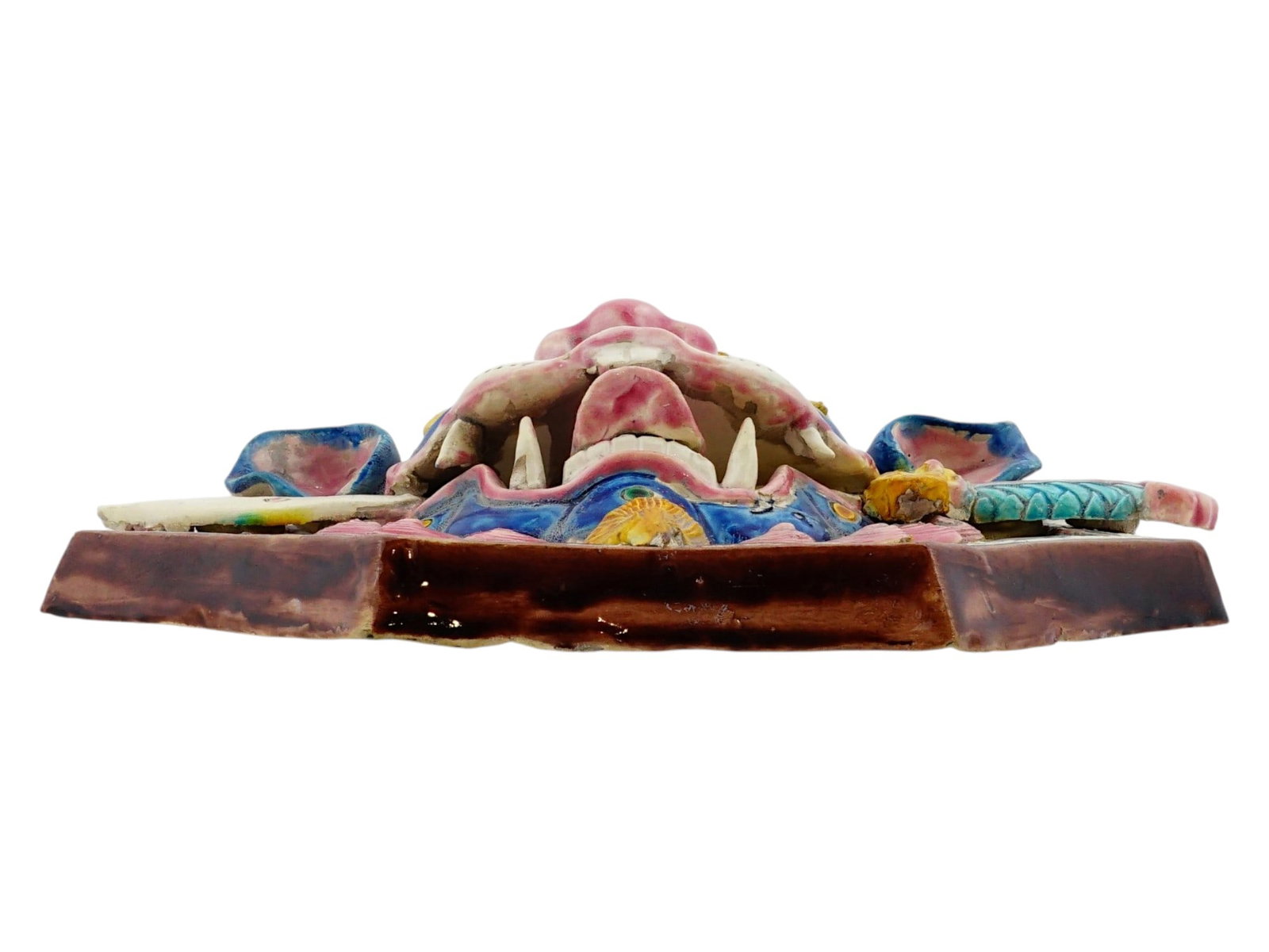 CHINESE OCTAGONAL GLAZED CERAMIC WALL PLAQUE - 3