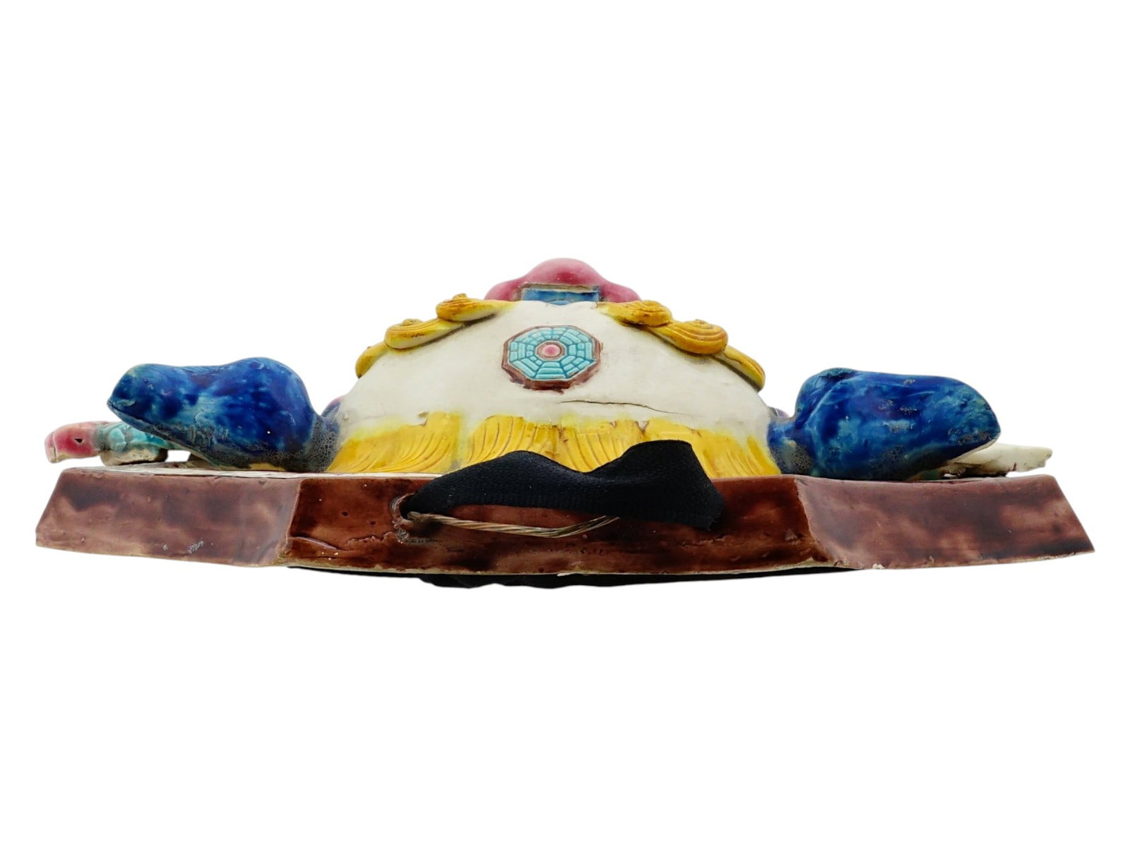 CHINESE OCTAGONAL GLAZED CERAMIC WALL PLAQUE - 5