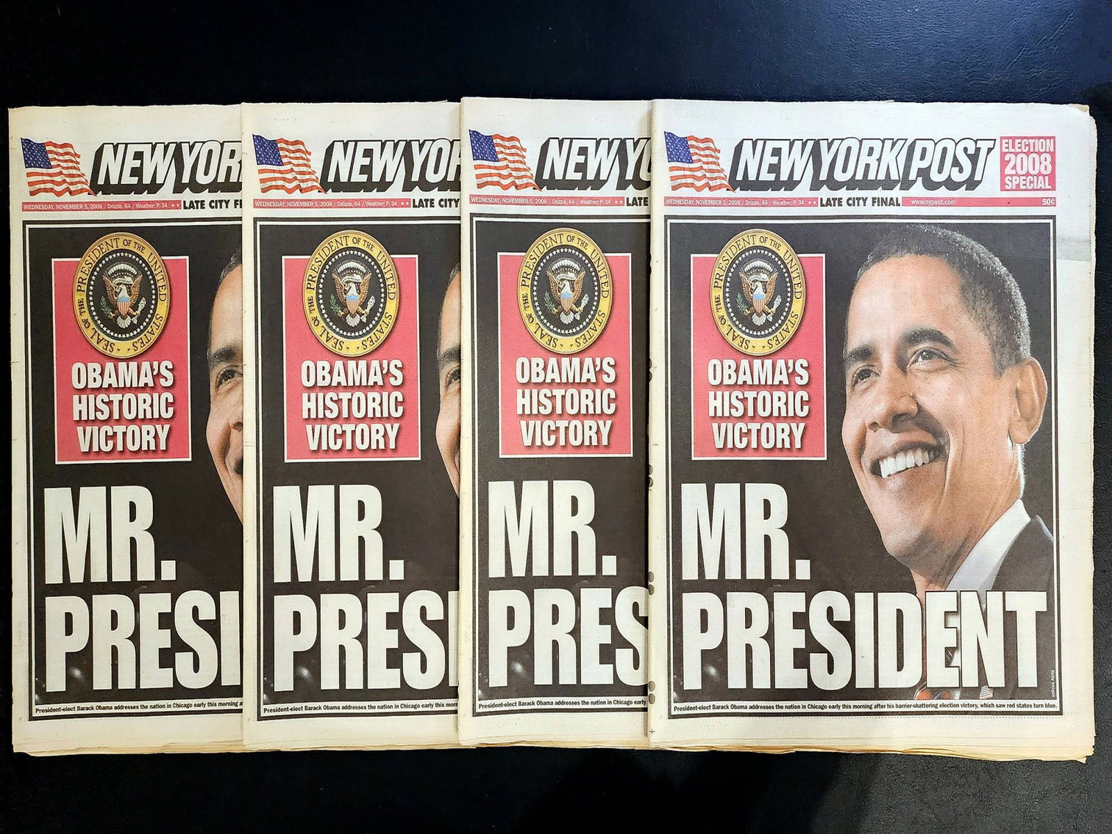 OBAMAS HISTORIC VICTORY NY POST NEWSPAPERS NOV 5 2008 (1 of 1)
