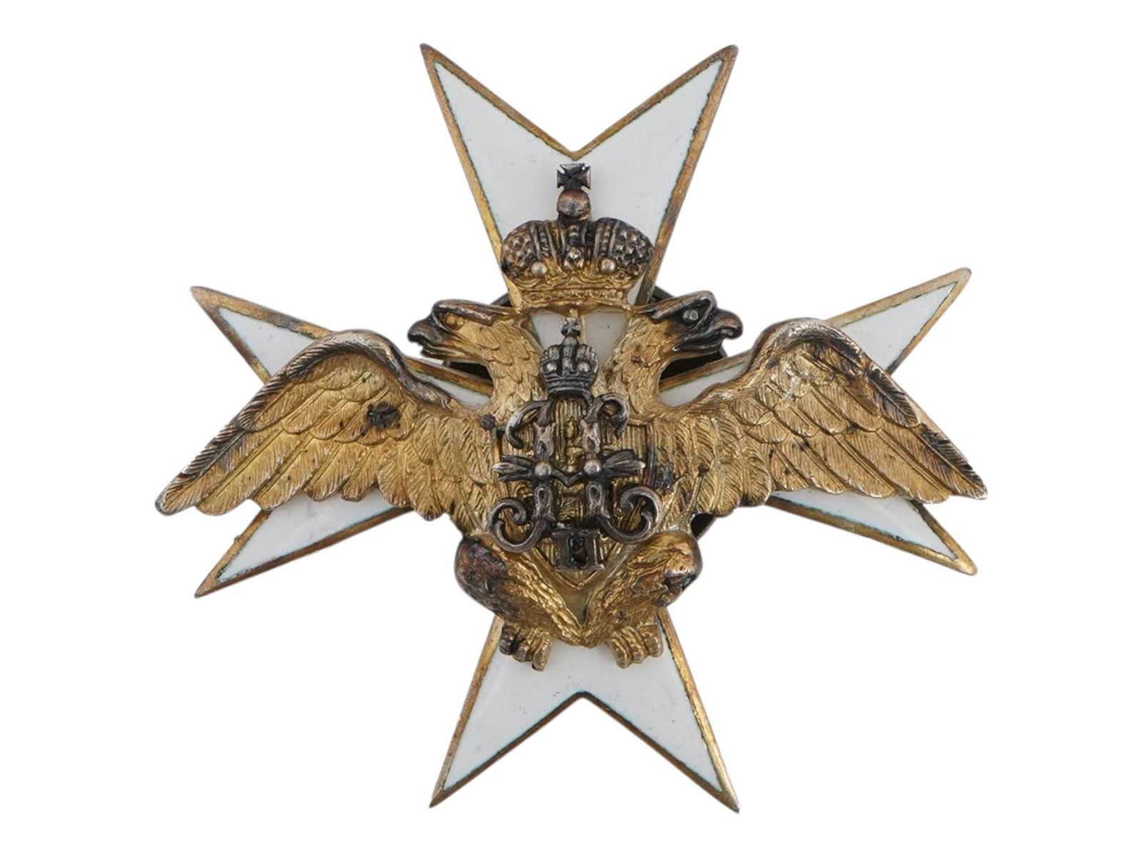 IMPERIAL RUSSIAN SILVER ENAMEL REGIMENTAL BADGE (1 of 4)