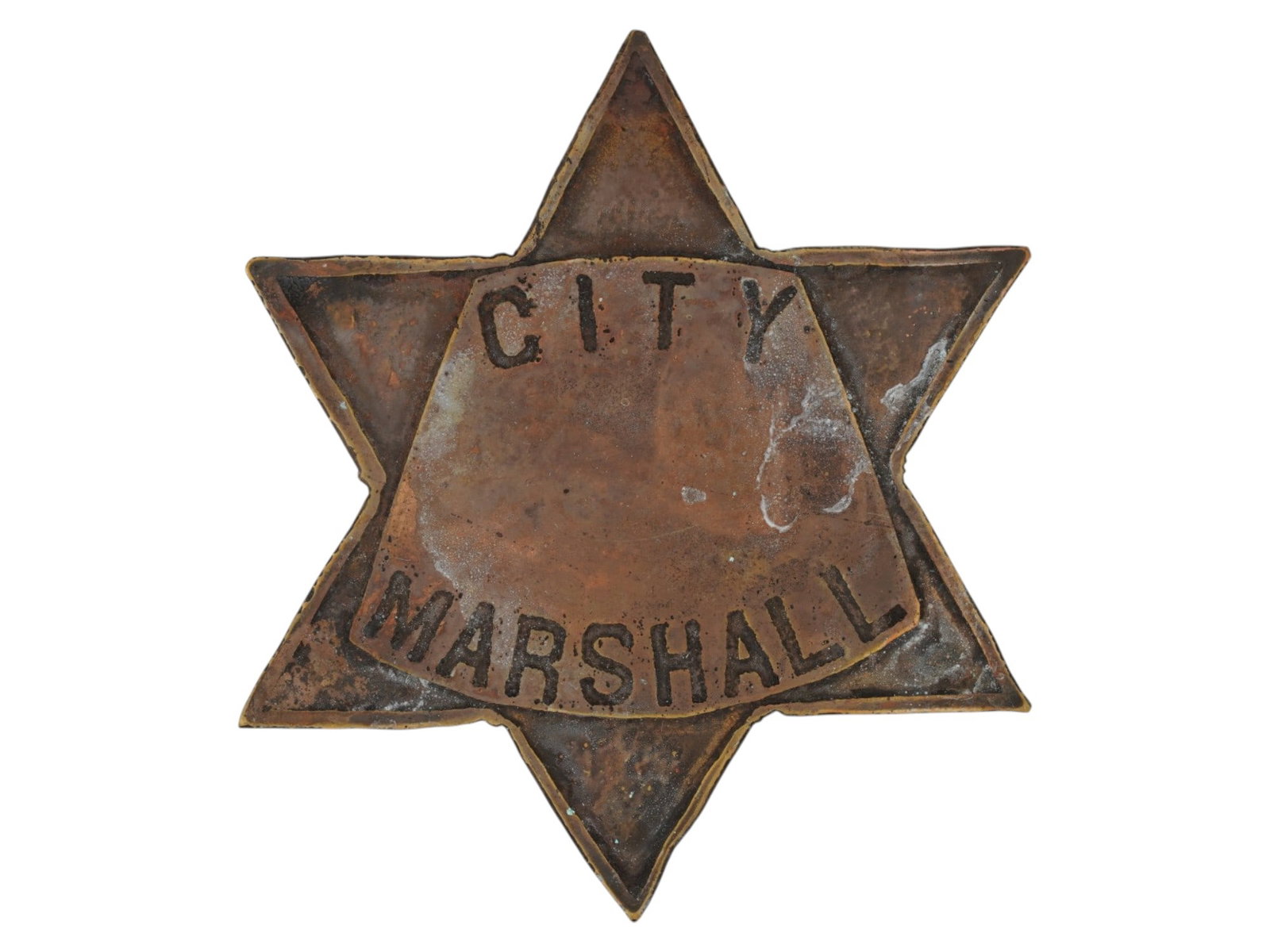 ANTIQUE AMERICAN WEST SIX POINT STAR CITY MARSHAL BADGE (1 of 4)