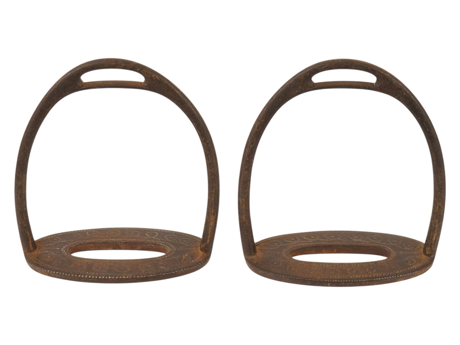PAIR OF ANTIQUE FORGED METAL STIRRUPS (1 of 5)