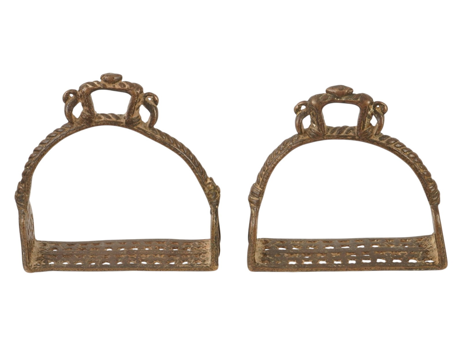 ANTIQUE SPANISH COLONIAL STIRRUPS WITH CAST DECORATION (1 of 6)