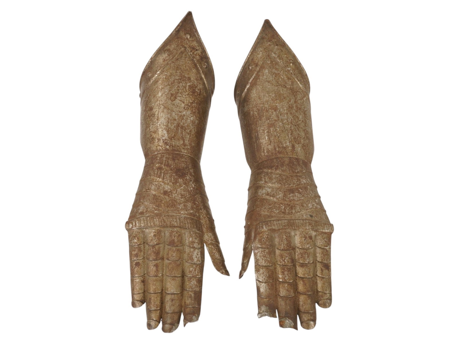 PAIR OF MEDIEVAL REPLICAS NON ARTICULATED METAL GAUNTLETS (1 of 6)