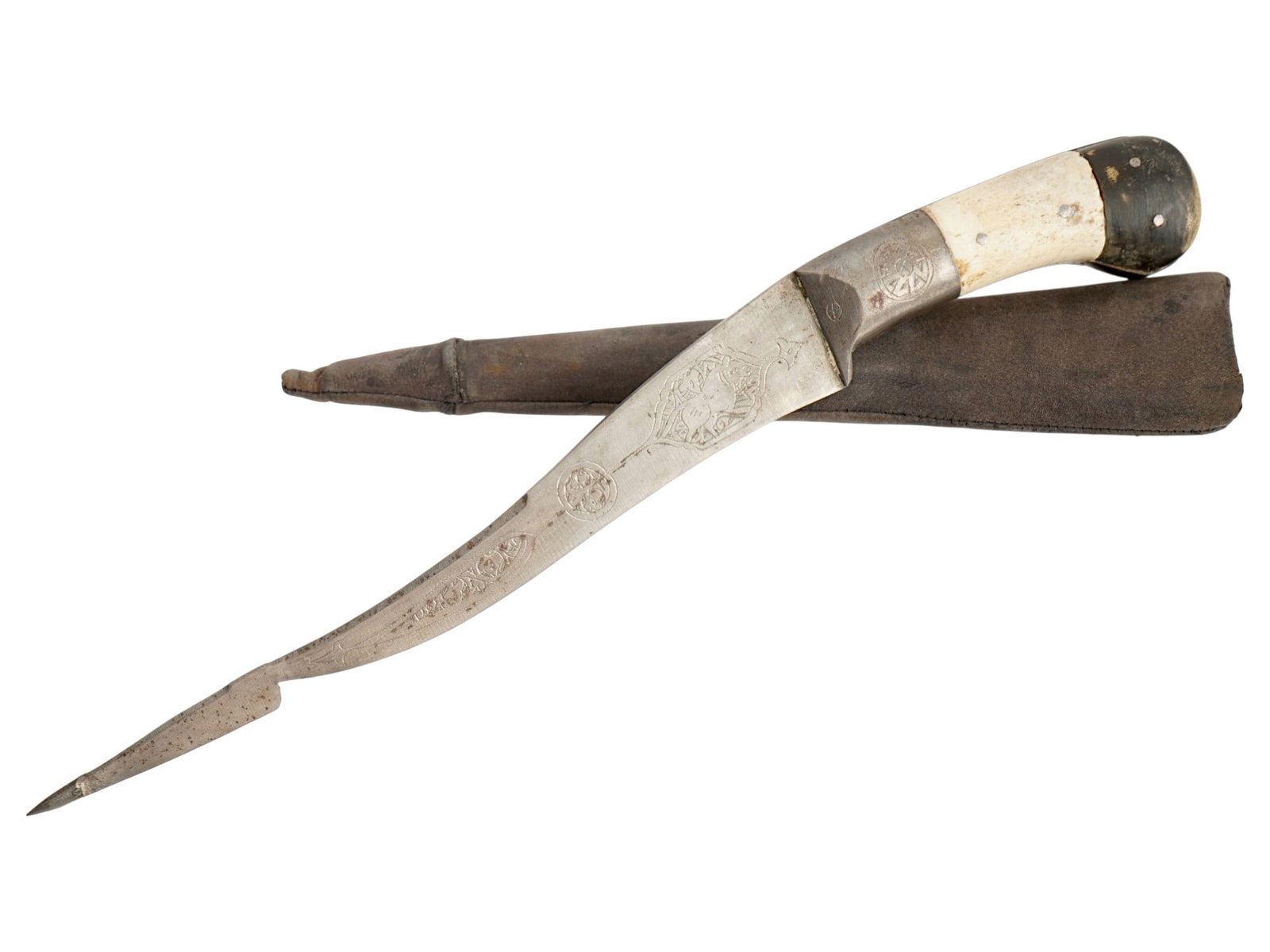 ANTIQUE INDO PERSIAN PESH KABZ DAGGER WITH A SCABBARD (1 of 13)