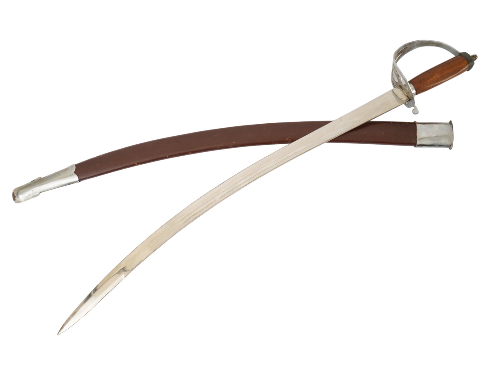 INDIAN SINGLE EDGED BLADE CURVED SWORD W SCABBARD (1 of 9)