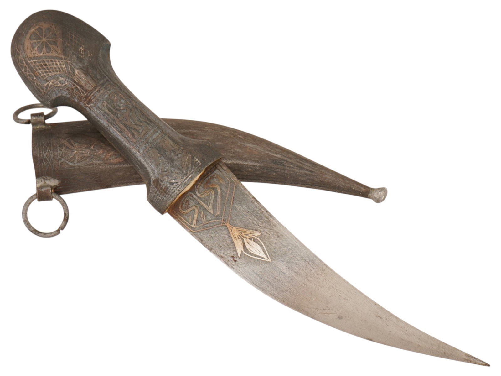 ANTIQUE INDO PERSIAN JAMBIYA DAGGER WITH A SCABBARD (1 of 9)