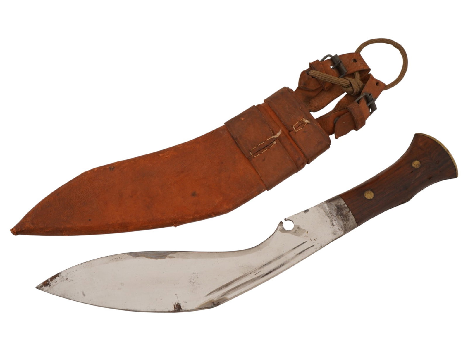 NEPALESE KUKRI HUNTING KNIFE W LEATHER SCABBARD (1 of 6)