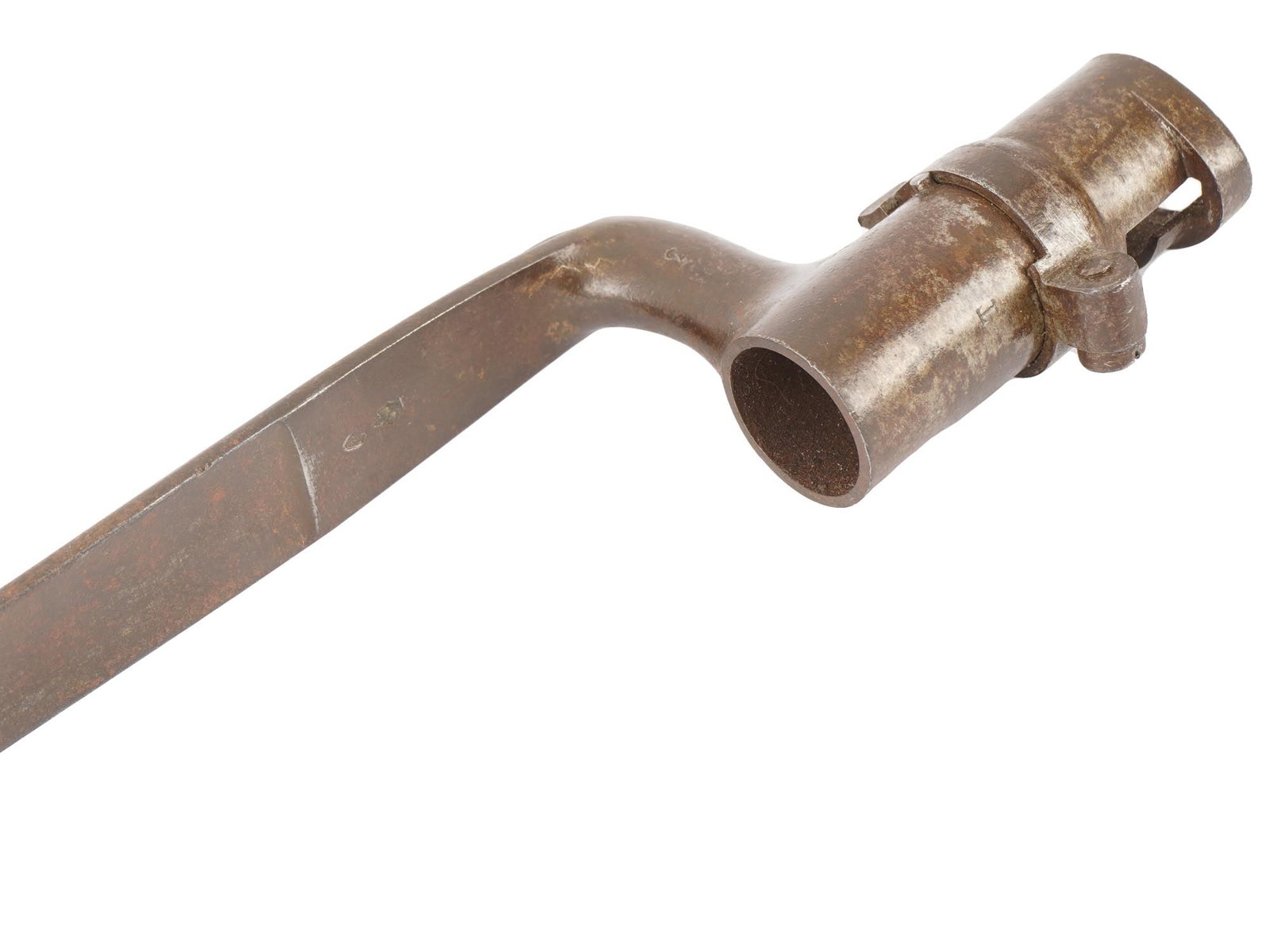 ANTIQUE MILITARY TRIANGULAR SOCKET BAYONET MARKED - 3