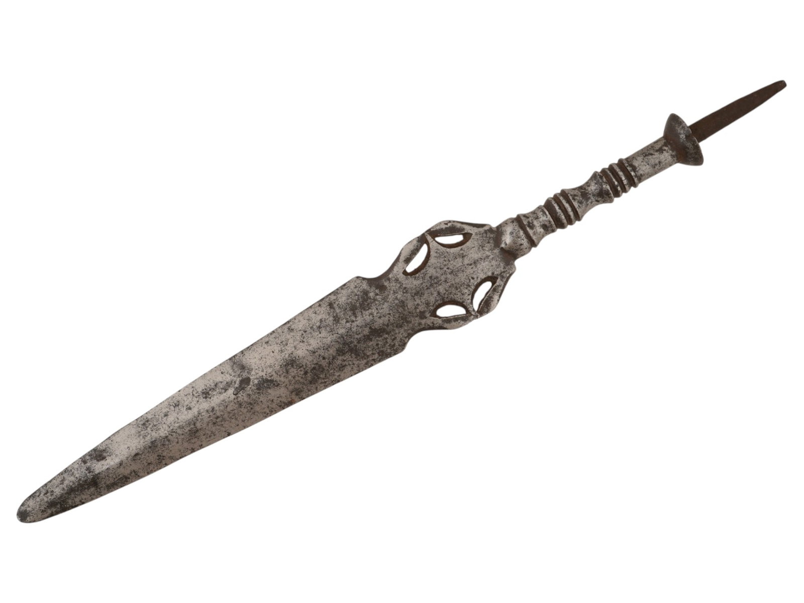ANTIQUE AFRICAN IRON DAGGER WITH A LEAF SHAPED BLADE (1 of 6)